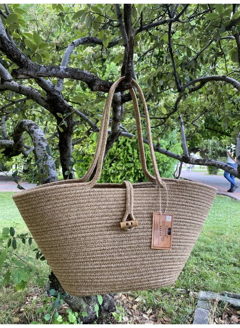 BDZ Deri Jute Straw Look Handbag Beach Bag Shoulder Bag - Image 1